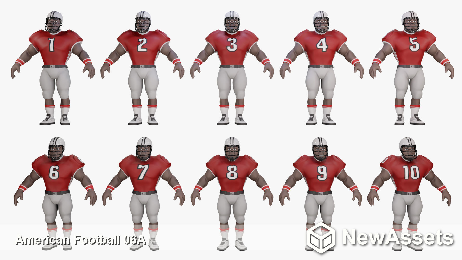 American Football Touchdown Character 06A Low-poly 3D model_4