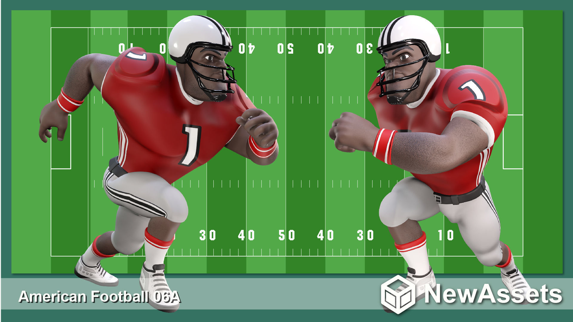 American Football Touchdown Character 06A Low-poly 3D model_3