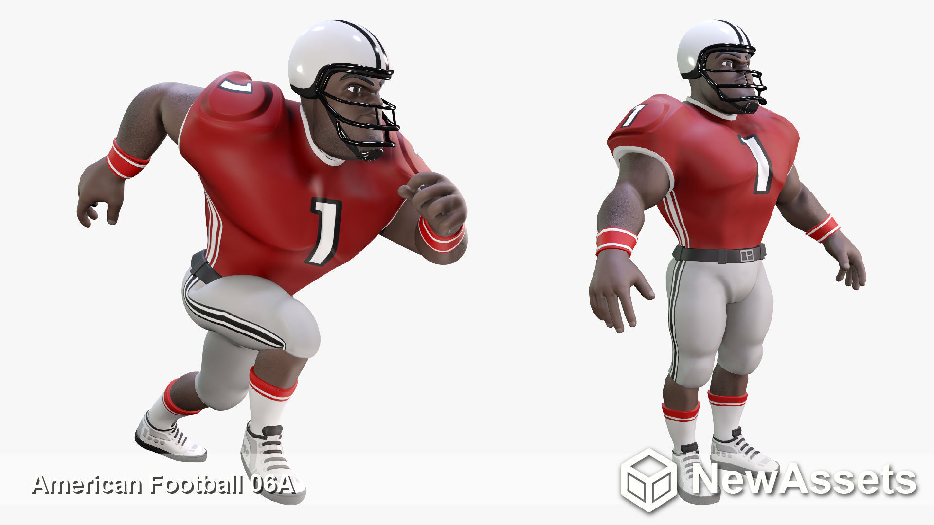 American Football Touchdown Character 06A Low-poly 3D model_1