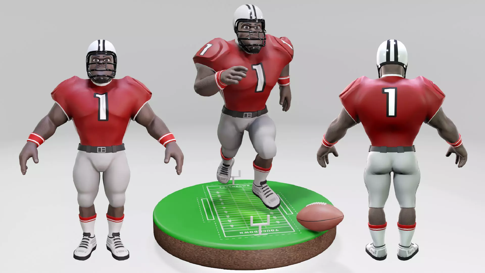American Football Touchdown Character 06A Low-poly 3D model_0