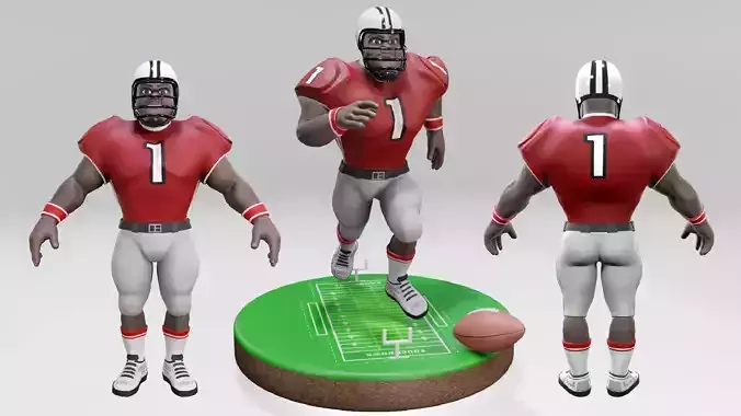 American Football Touchdown Character 06A Low-poly 3D model