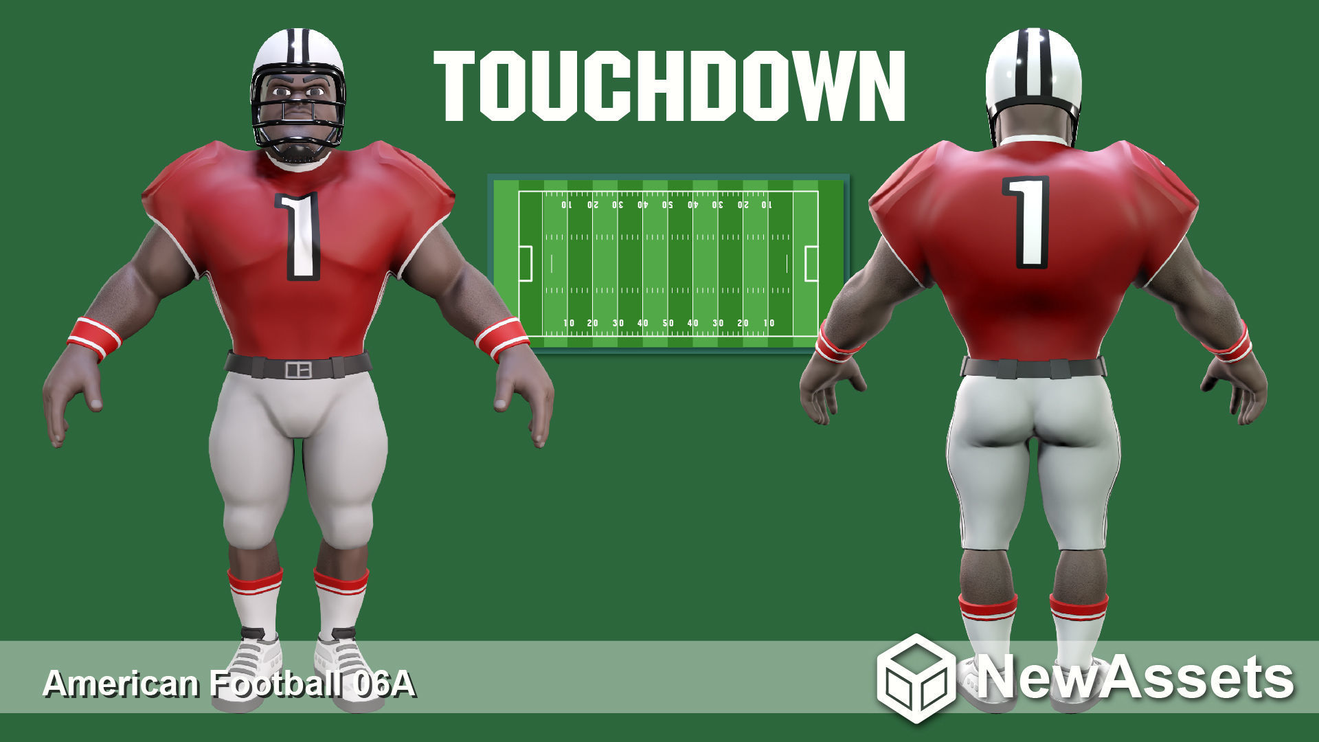 American Football Touchdown Character 06A Low-poly 3D model_2