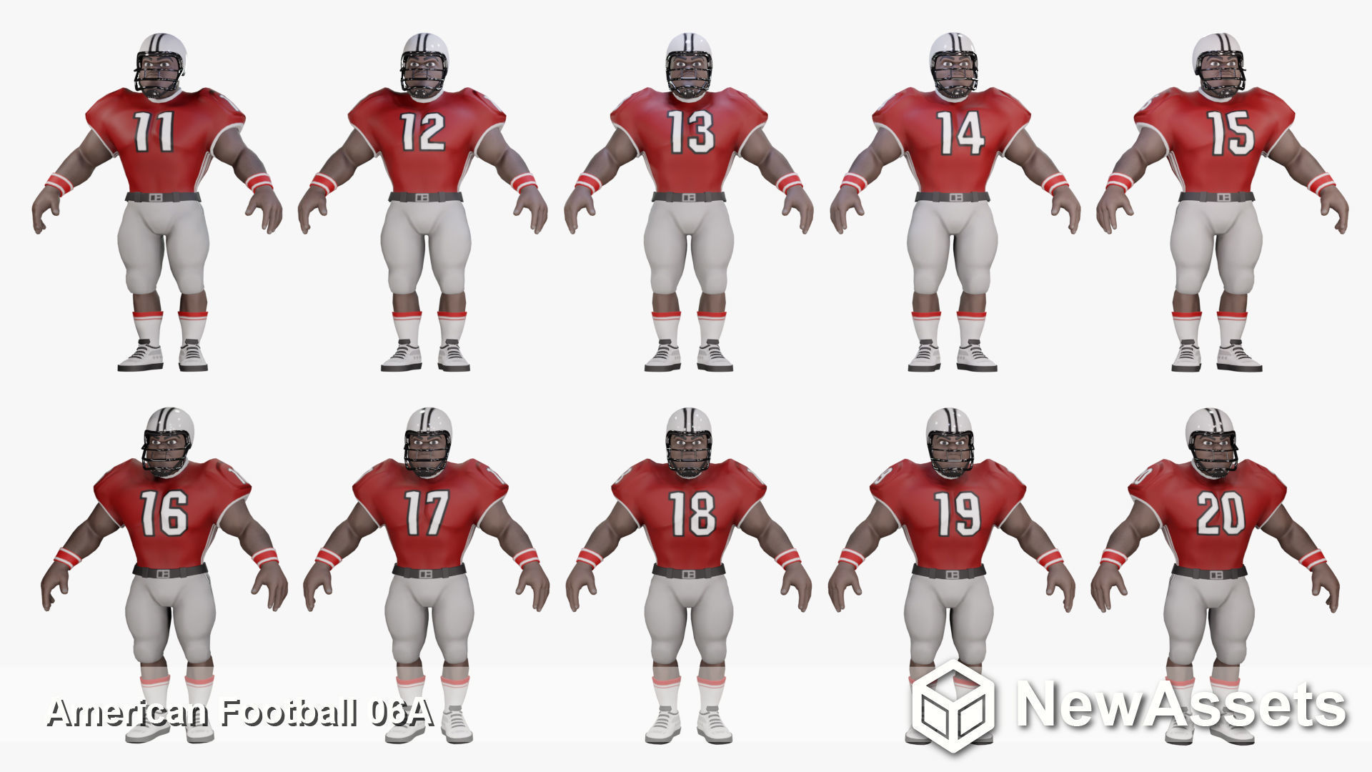 American Football Touchdown Character 06A Low-poly 3D model_5