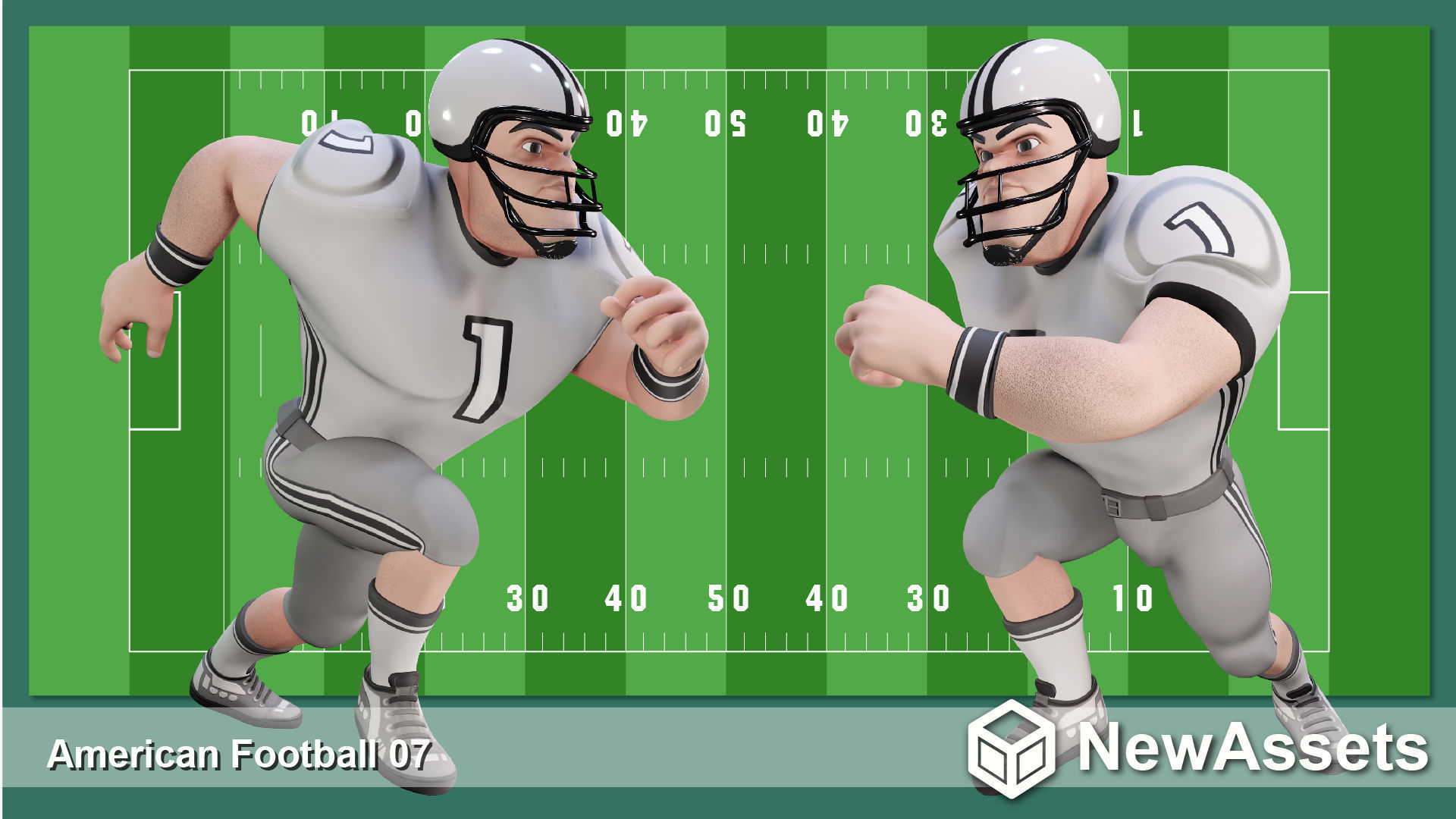 American Football Touchdown Character 06 Low-poly 3D model_3