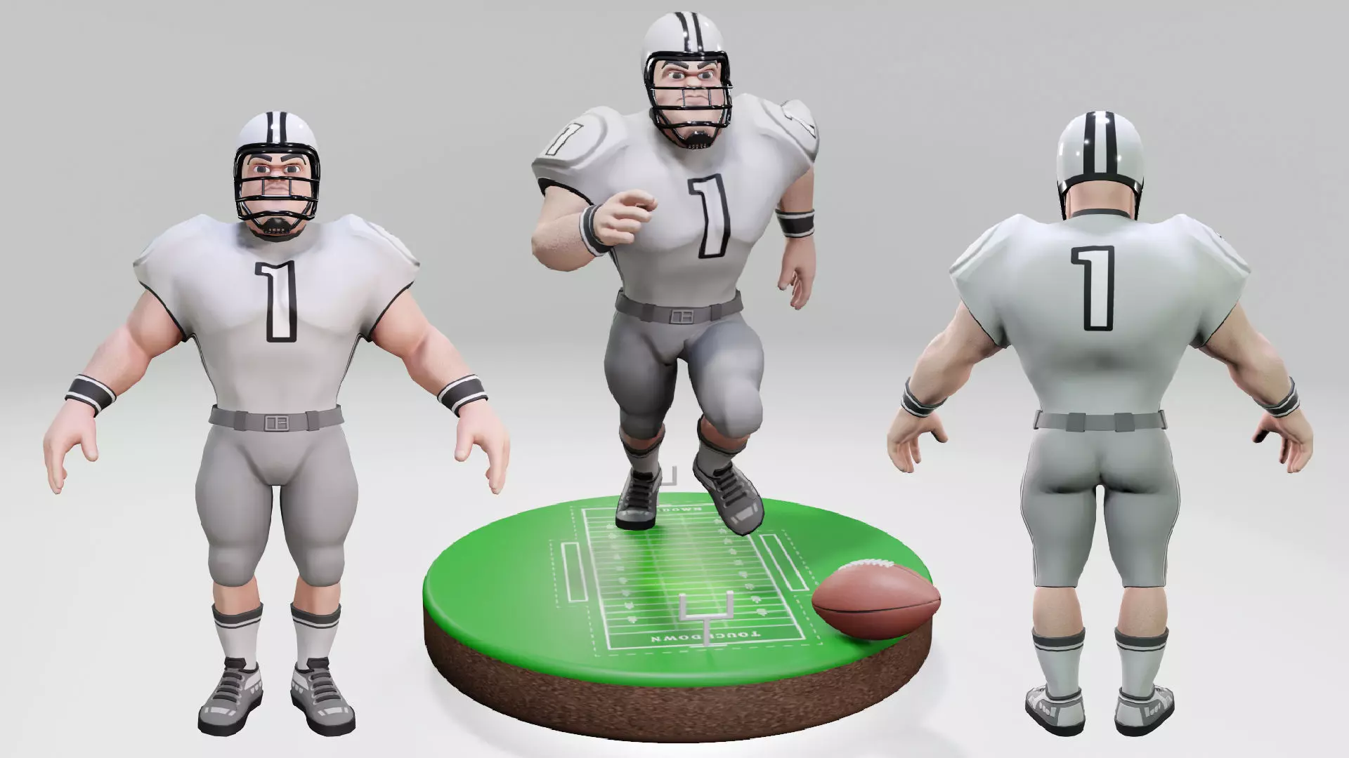 American Football Touchdown Character 06 Low-poly 3D model_0