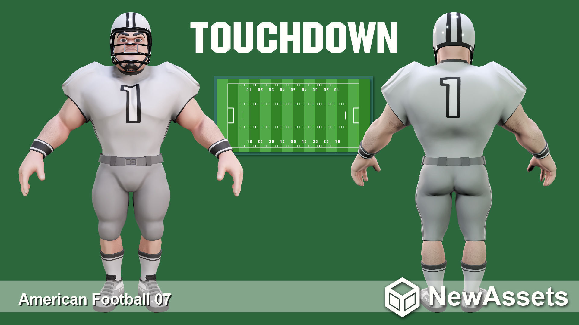 American Football Touchdown Character 06 Low-poly 3D model_2