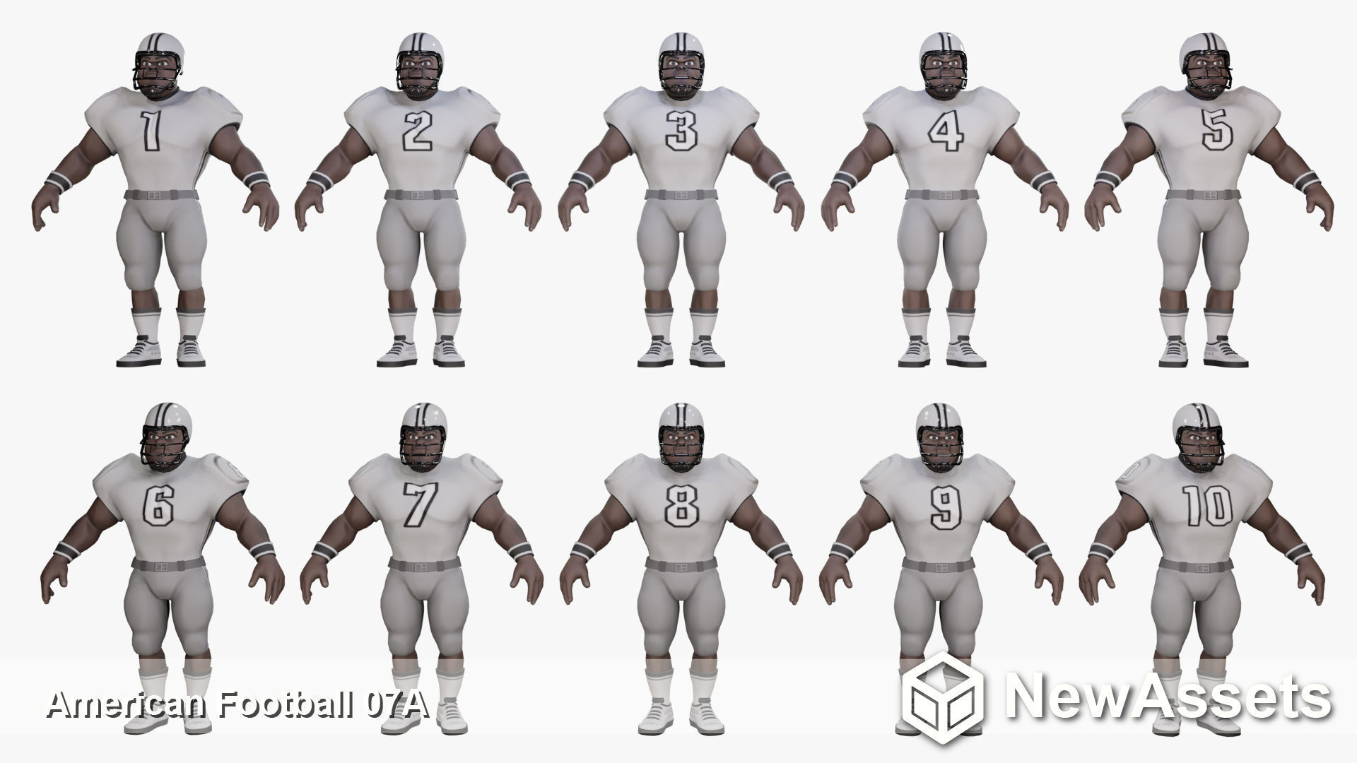 American Football Touchdown Character 07A Low-poly 3D model_4