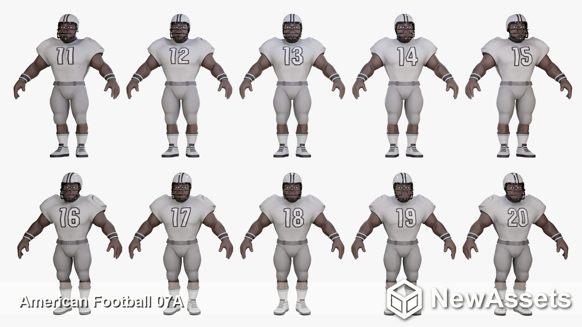 American Football Touchdown Character 07A Low-poly 3D model_5