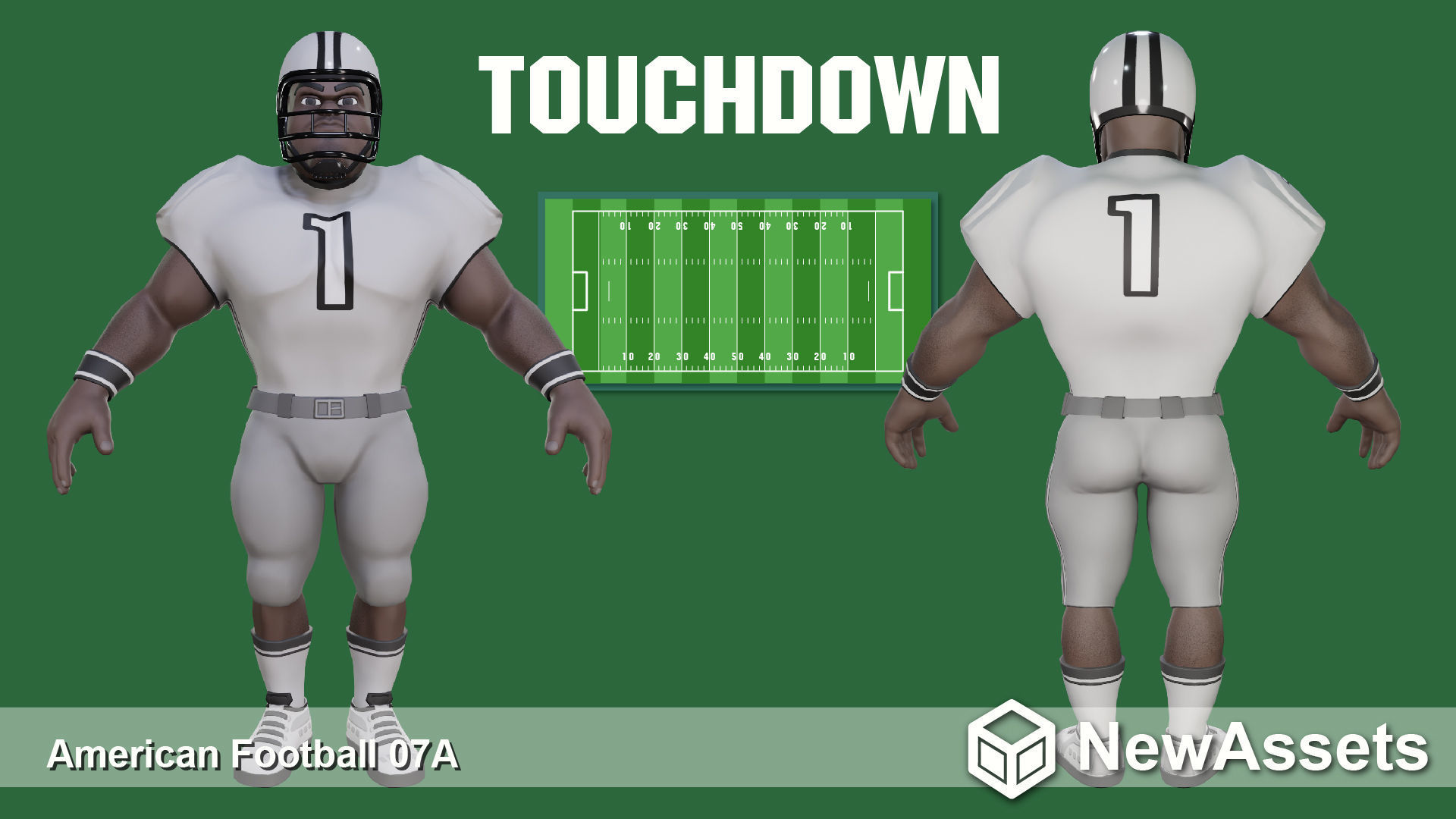 American Football Touchdown Character 07A Low-poly 3D model_2