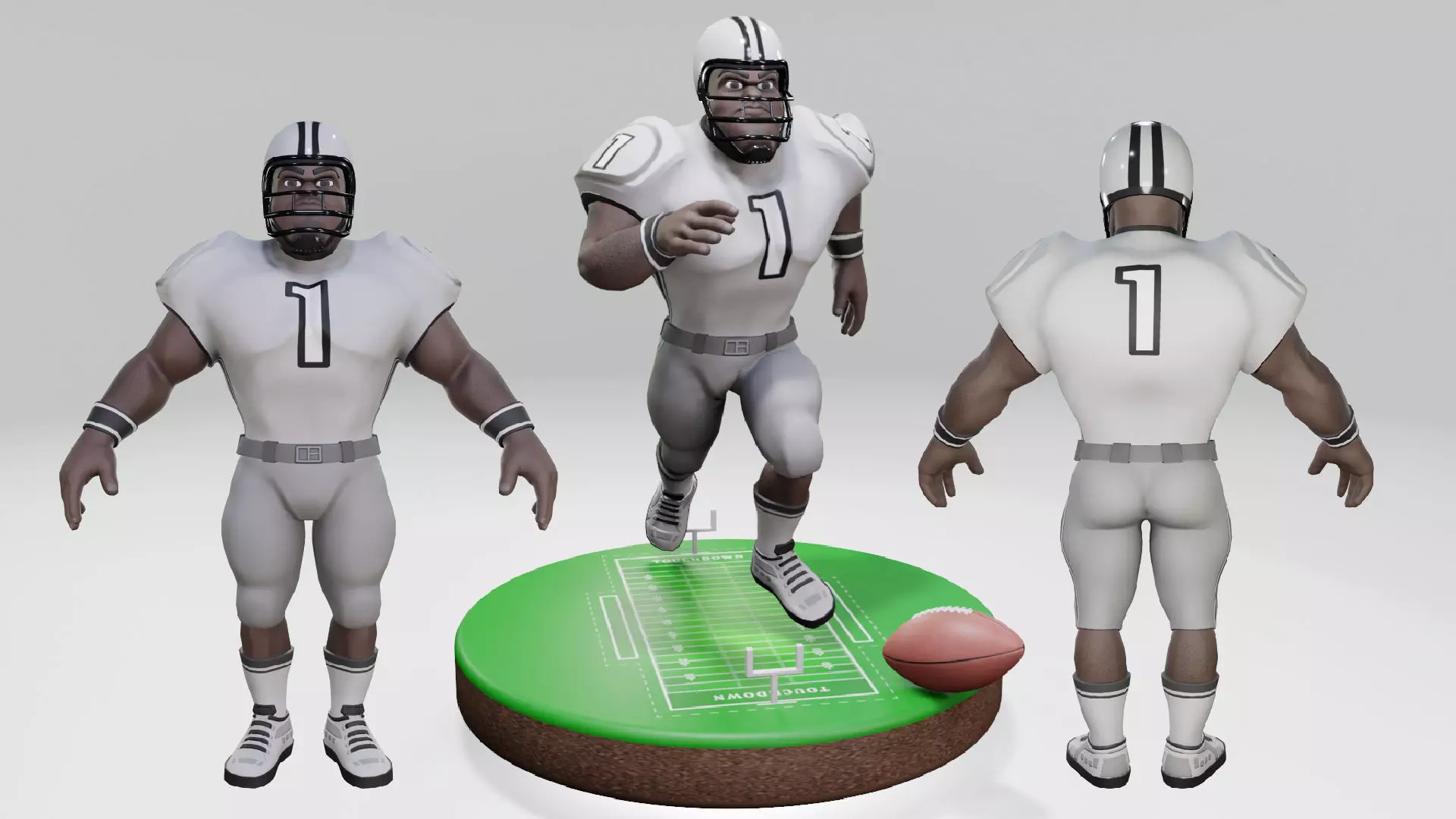 American Football Touchdown Character 07A Low-poly 3D model_0