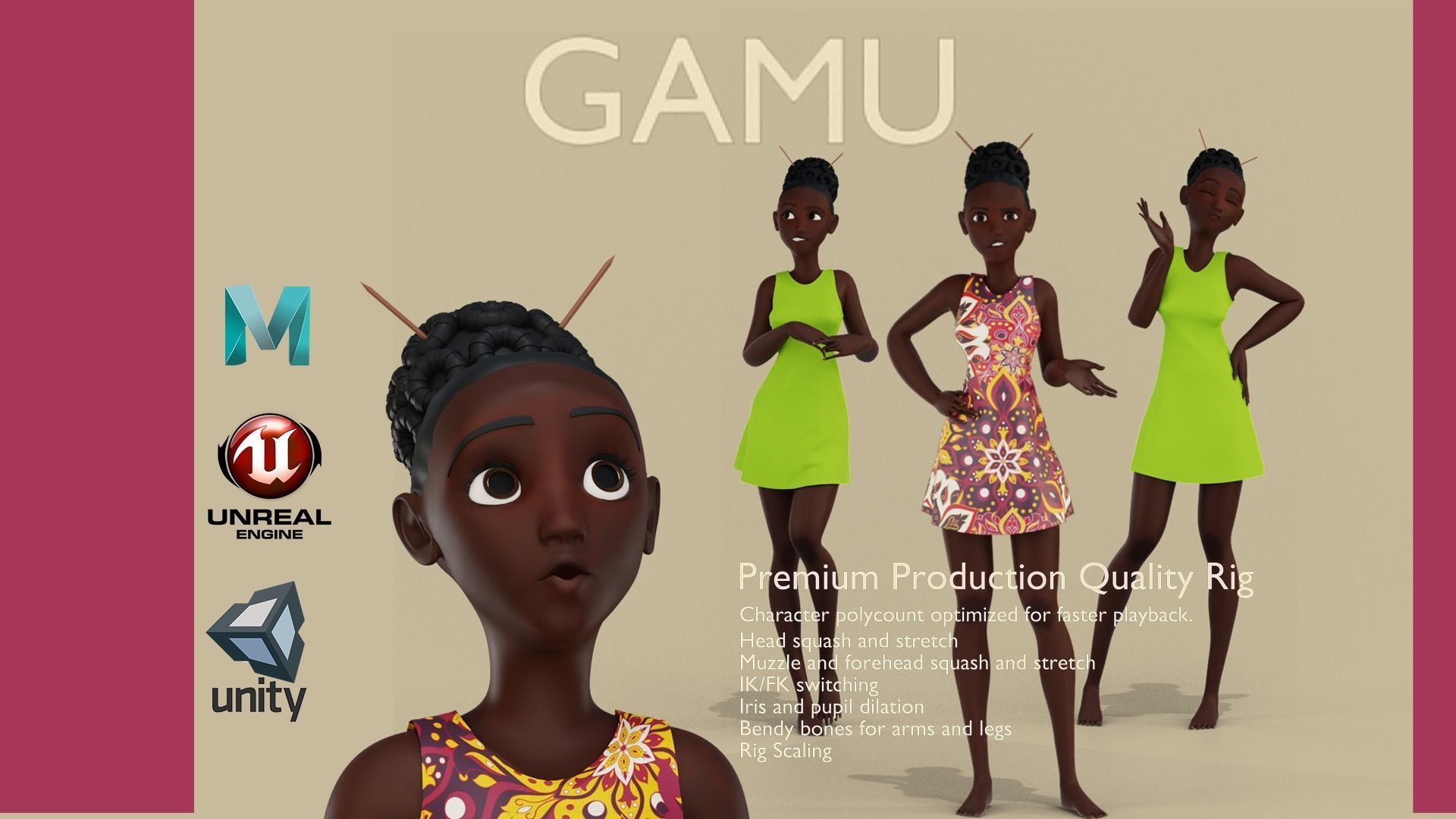 GAMU RIG MAYA VERSION Low-poly 3D model_4