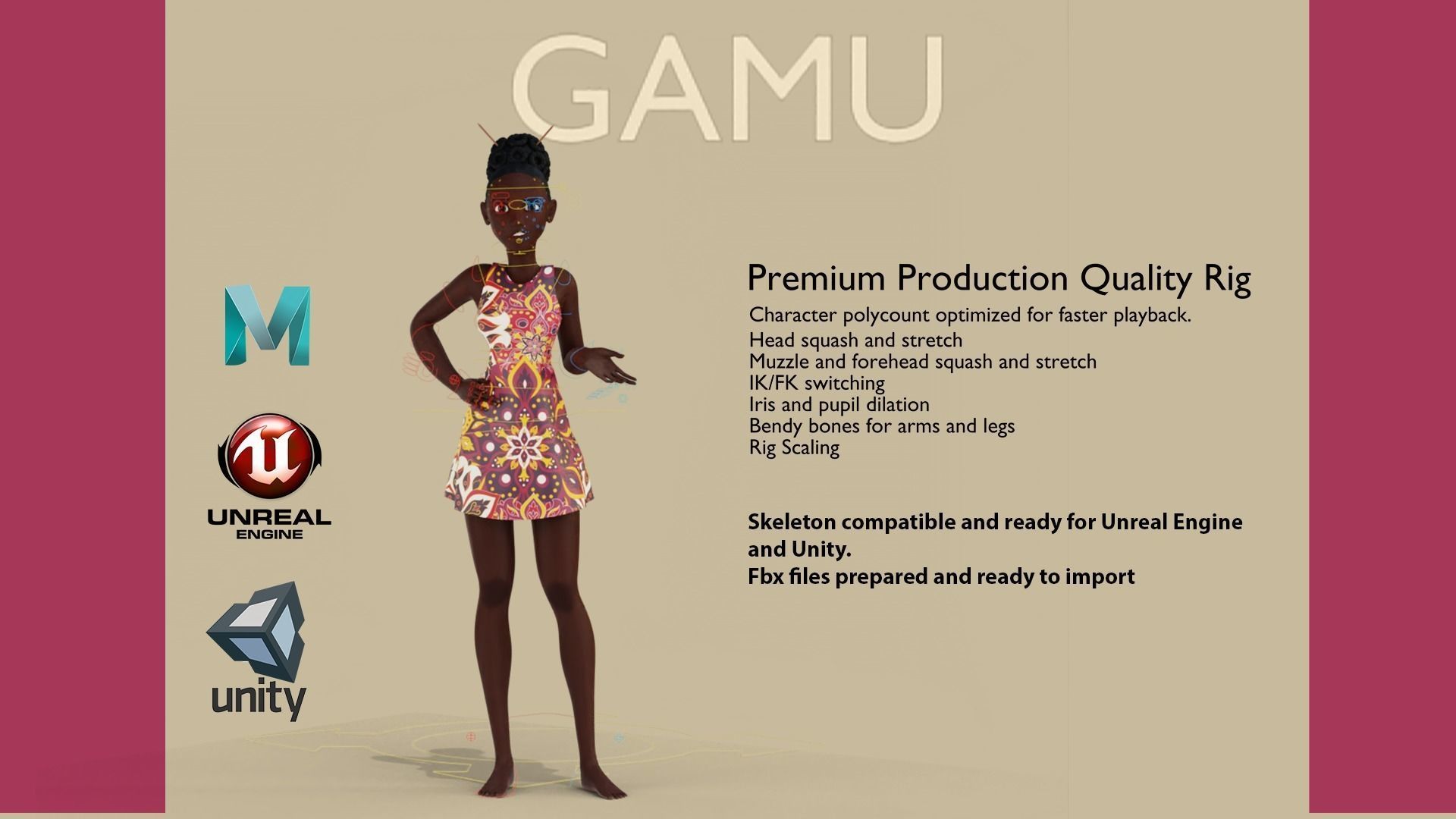 GAMU RIG MAYA VERSION Low-poly 3D model_7