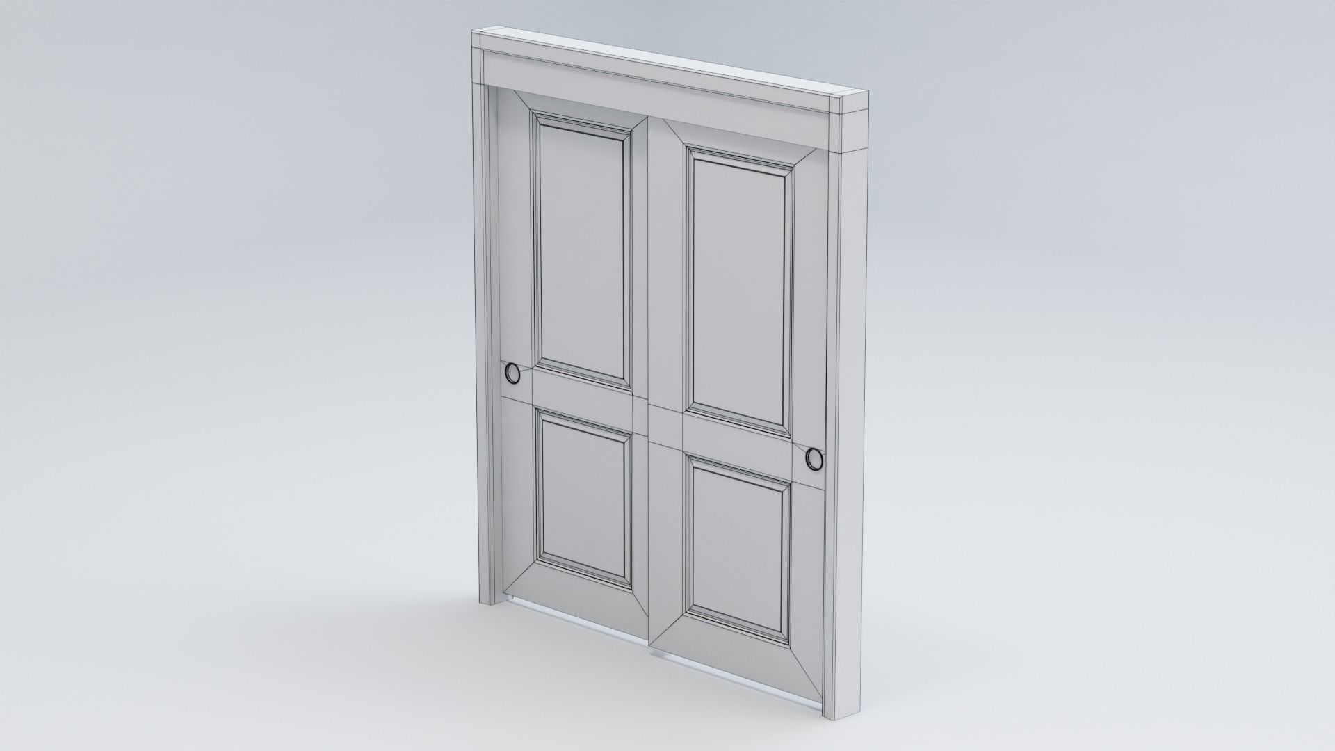 Sliding Closet Double Door 3D model_3