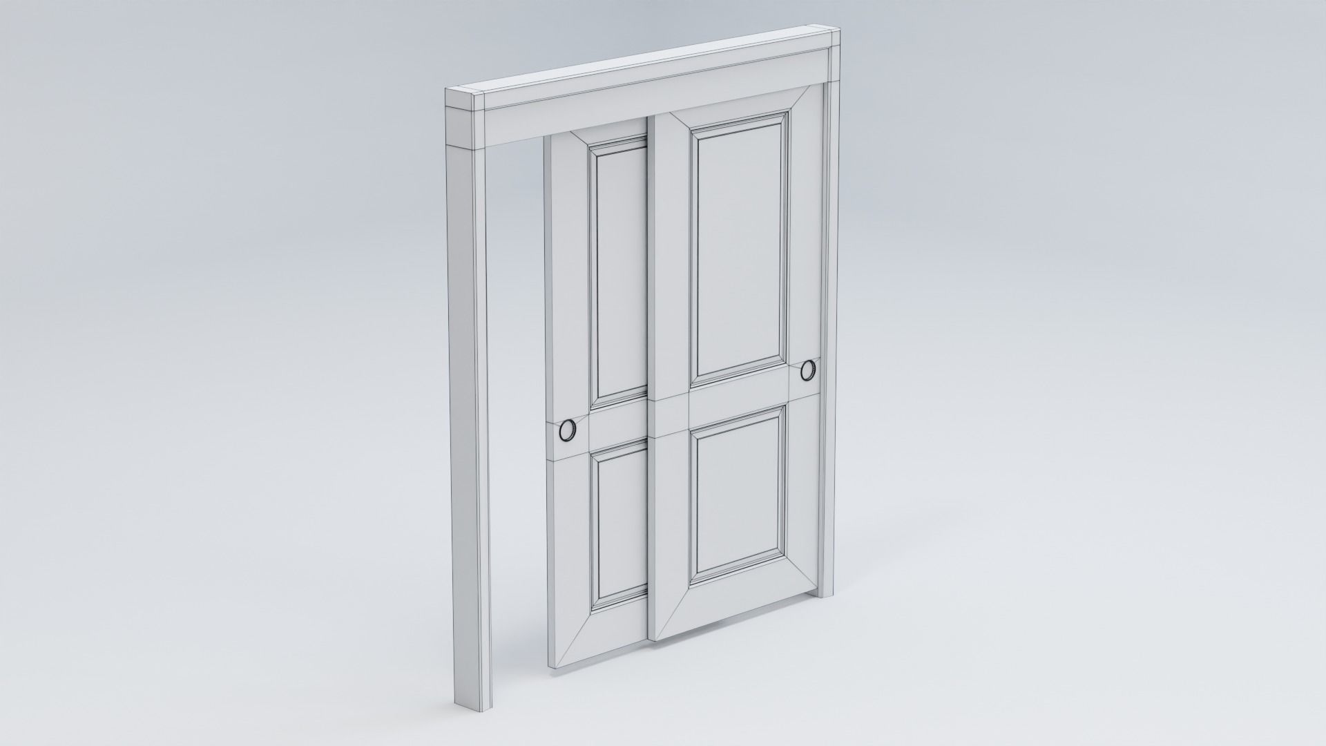 Sliding Closet Double Door 3D model_4