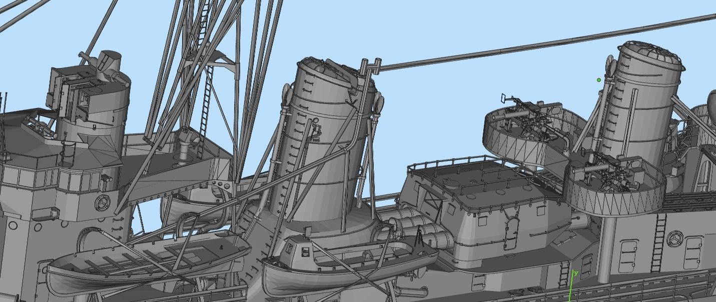 destroyer ship Low-poly 3D model_1