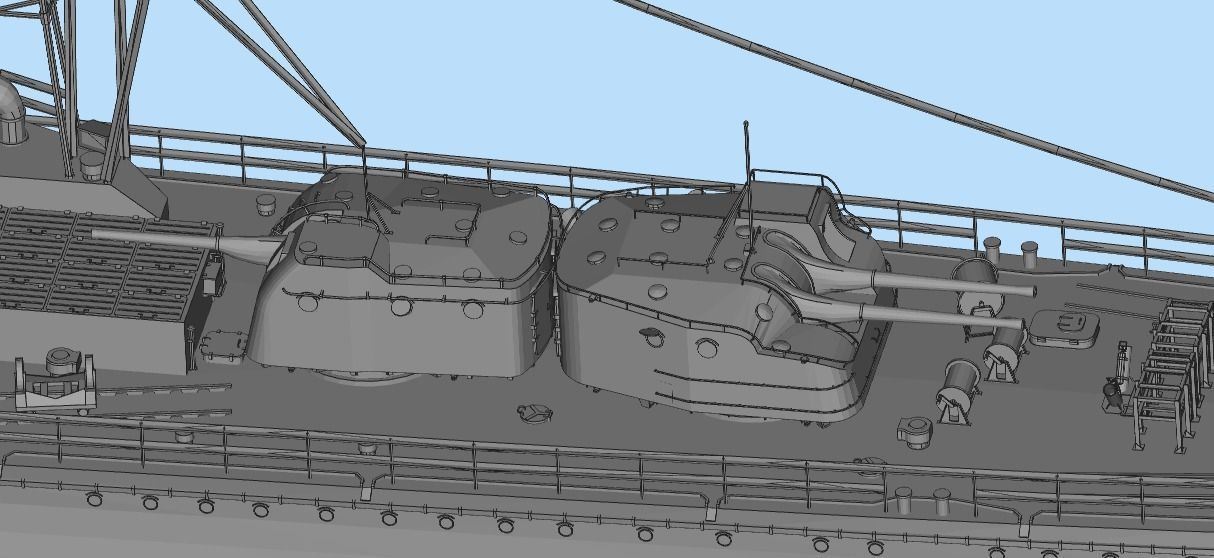 destroyer ship Low-poly 3D model_3