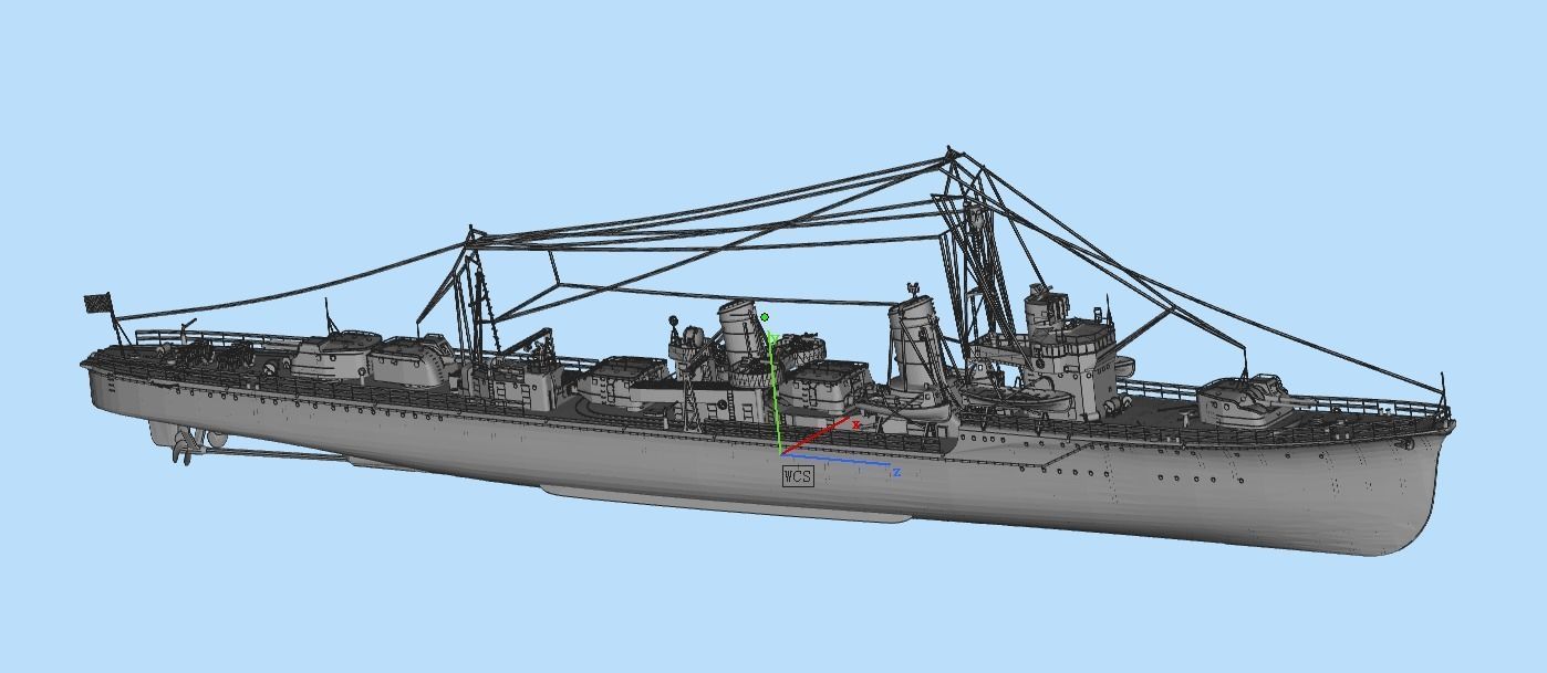 destroyer ship Low-poly 3D model_4