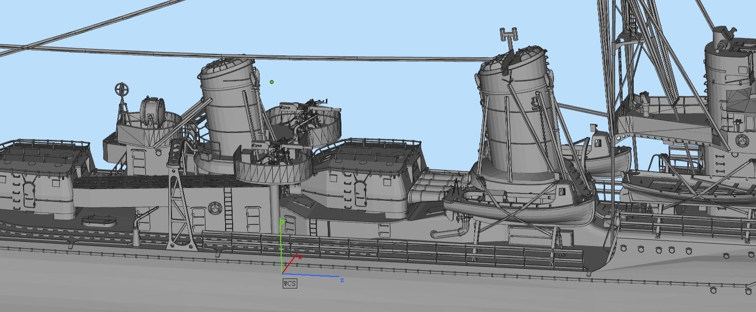 destroyer ship Low-poly 3D model_5