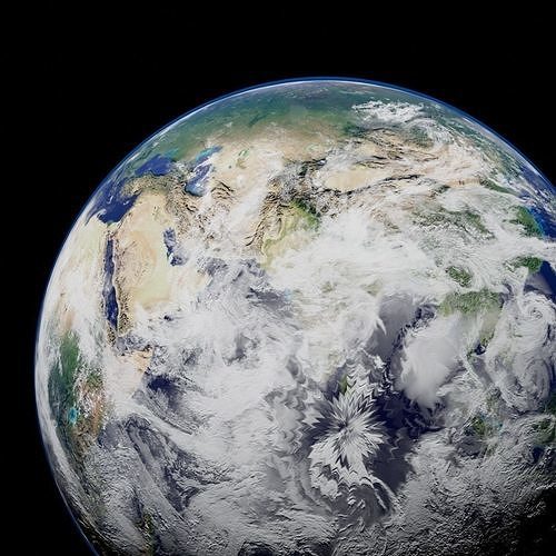 Earth from space furnished Free low-poly 3D model
