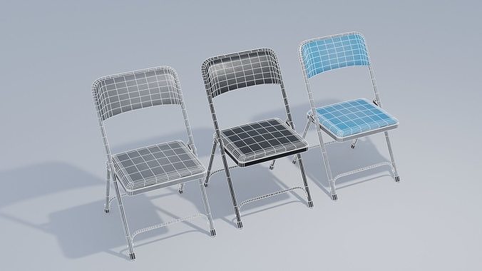 Folding Chair 4K and 2K Low-poly 3D model 2