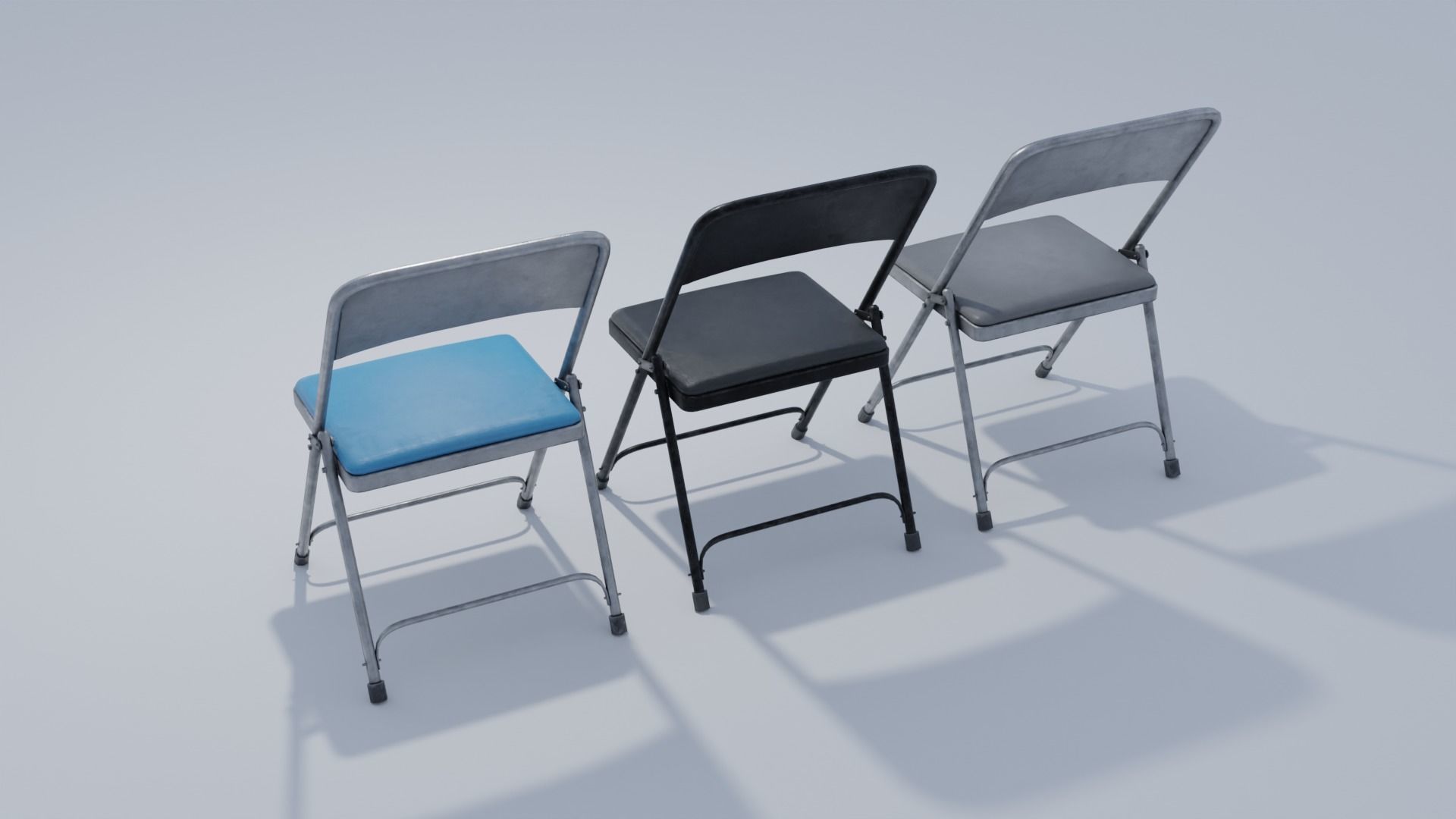 Folding Chair 4K and 2K Low-poly 3D model_3