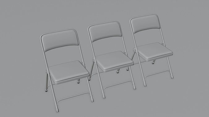Folding Chair 4K and 2K Low-poly 3D model 3