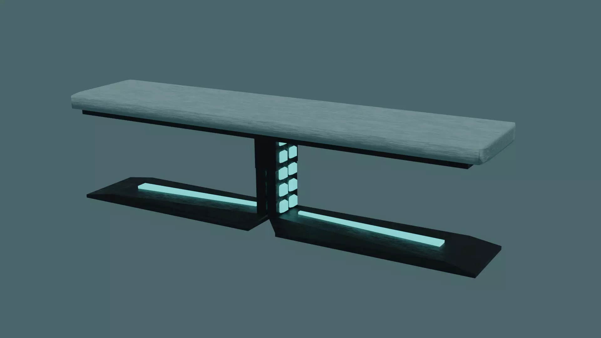 Blue Sci-fi Glowing Cyberpunk Bench 3D model