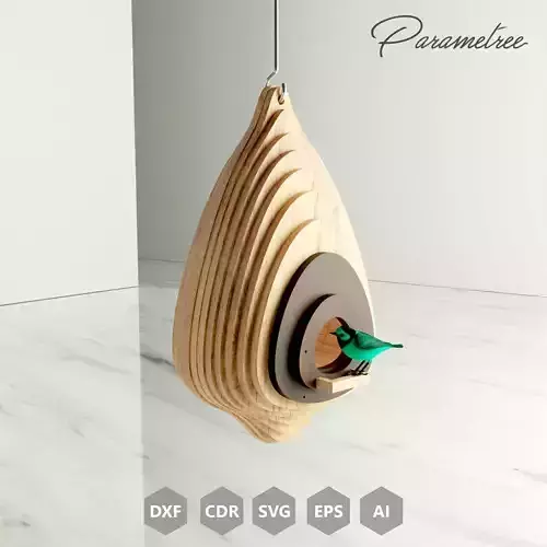 parametric design birdhouse bird nest svg template dxf files
