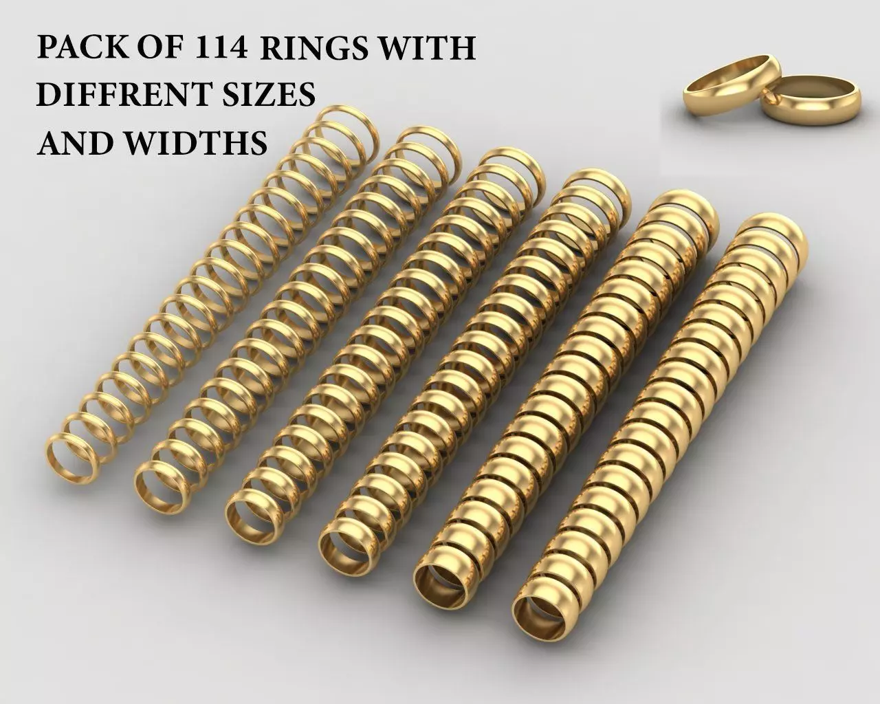 Pack of 114 rings in all sizes and widths 35-MWC 3D print model_0