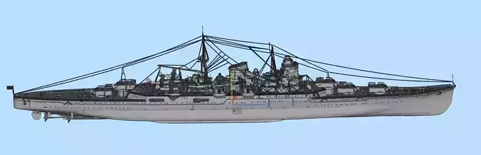 heavy cruiser Low-poly 3D model