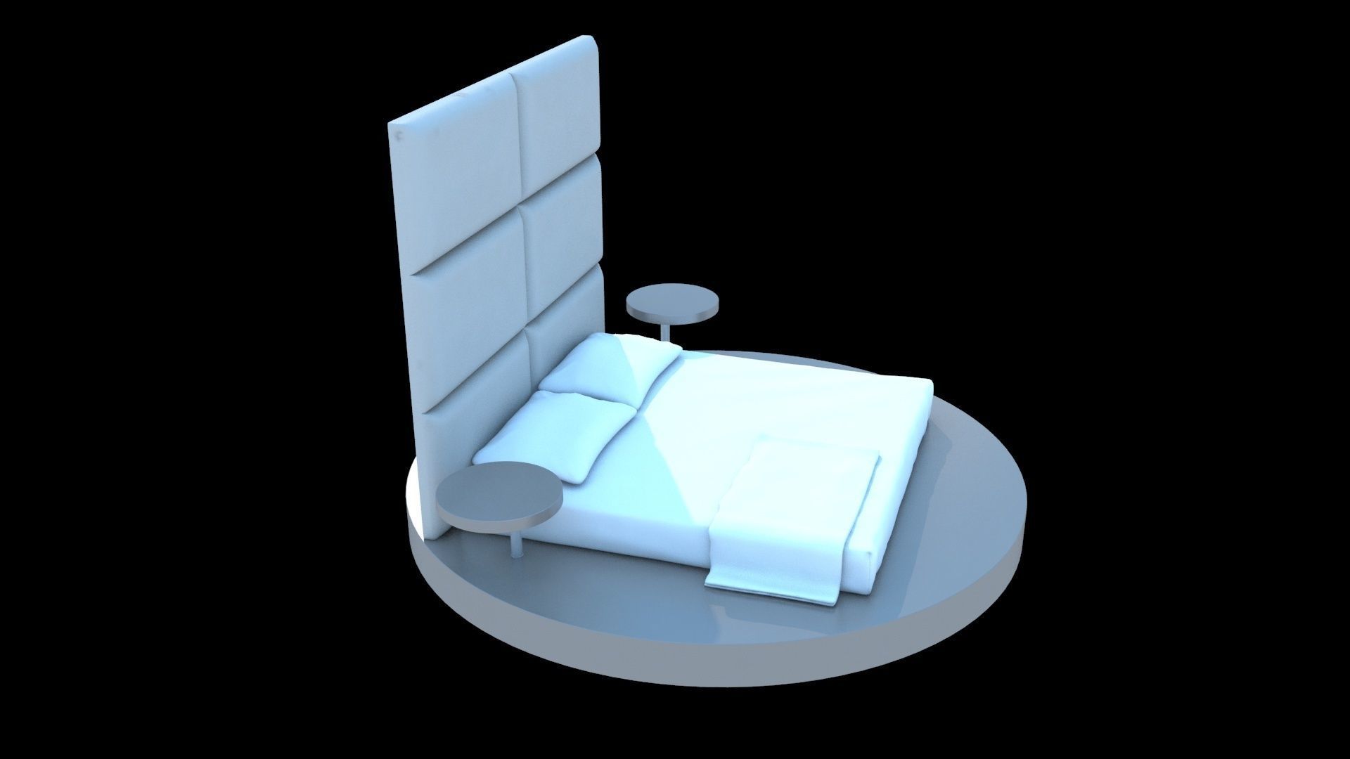 3D Modern Bed Model Low-poly 3D model_2