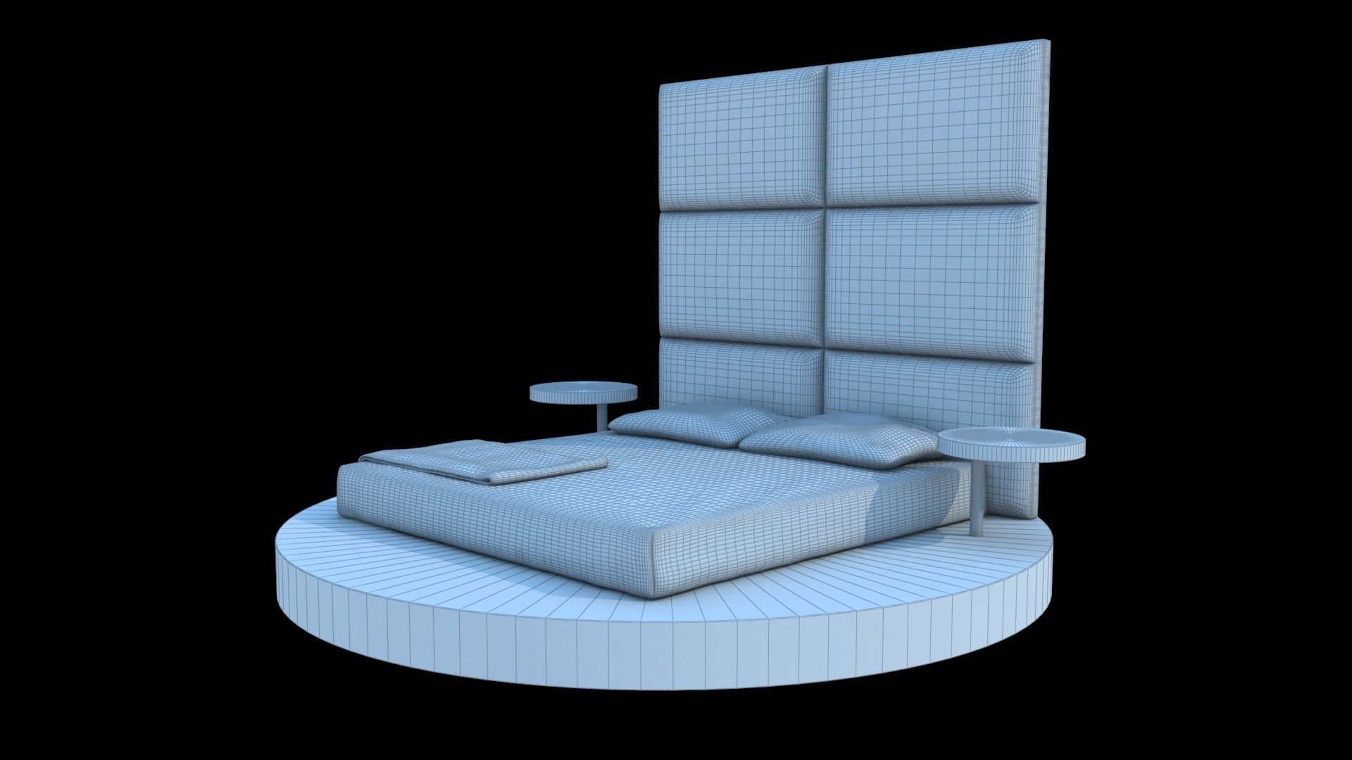 3D Modern Bed Model Low-poly 3D model_1