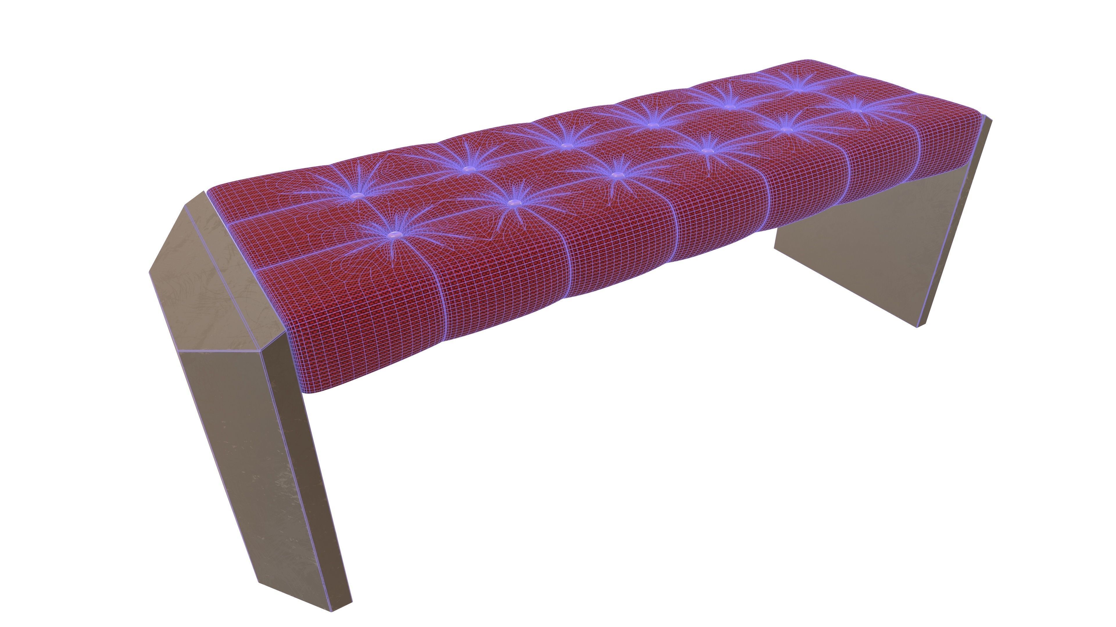 Modern Sofa Bench 3D Model AR VR Low-poly 3D model_11