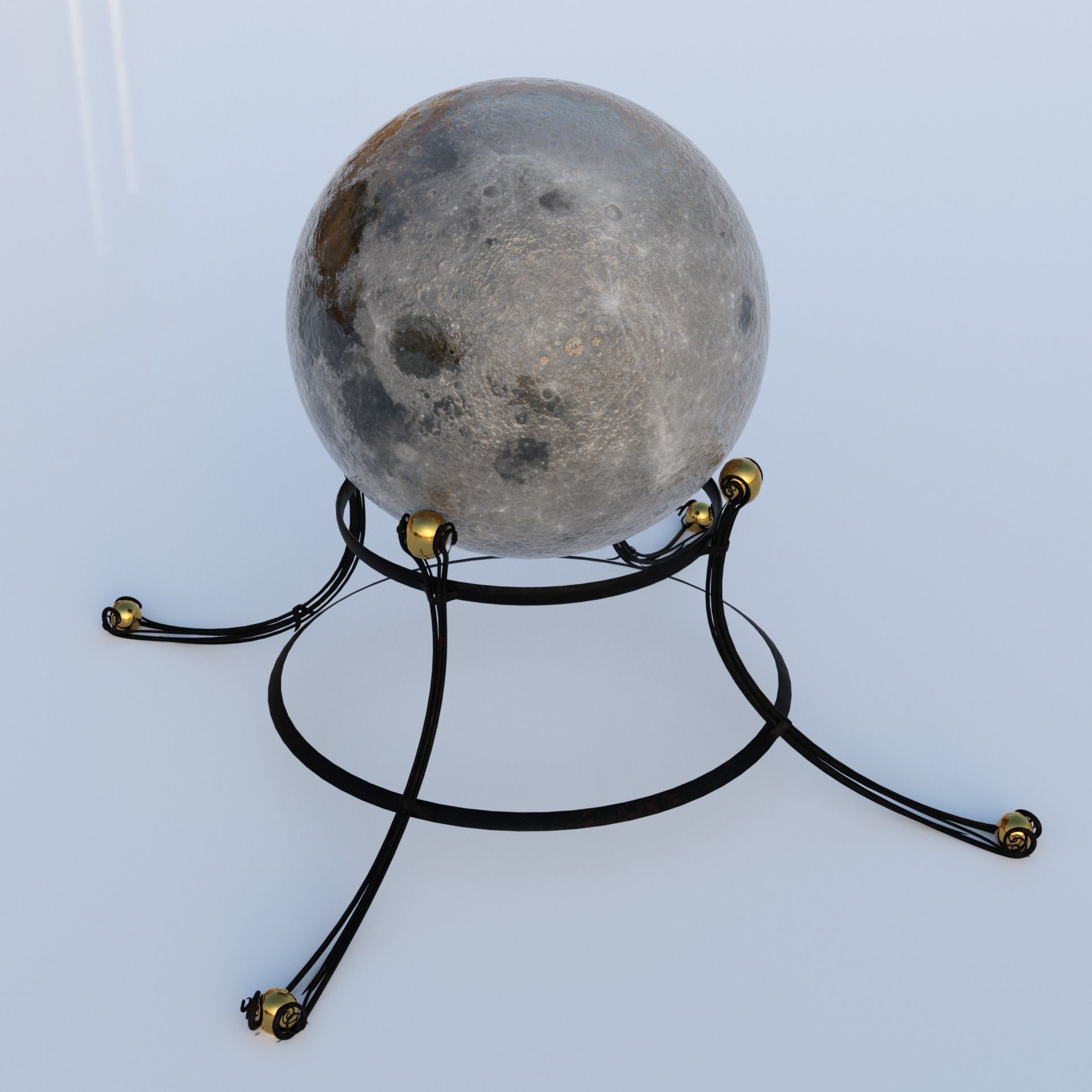 Earth moon and mars globe maps for DazStudio Low-poly 3D model_10