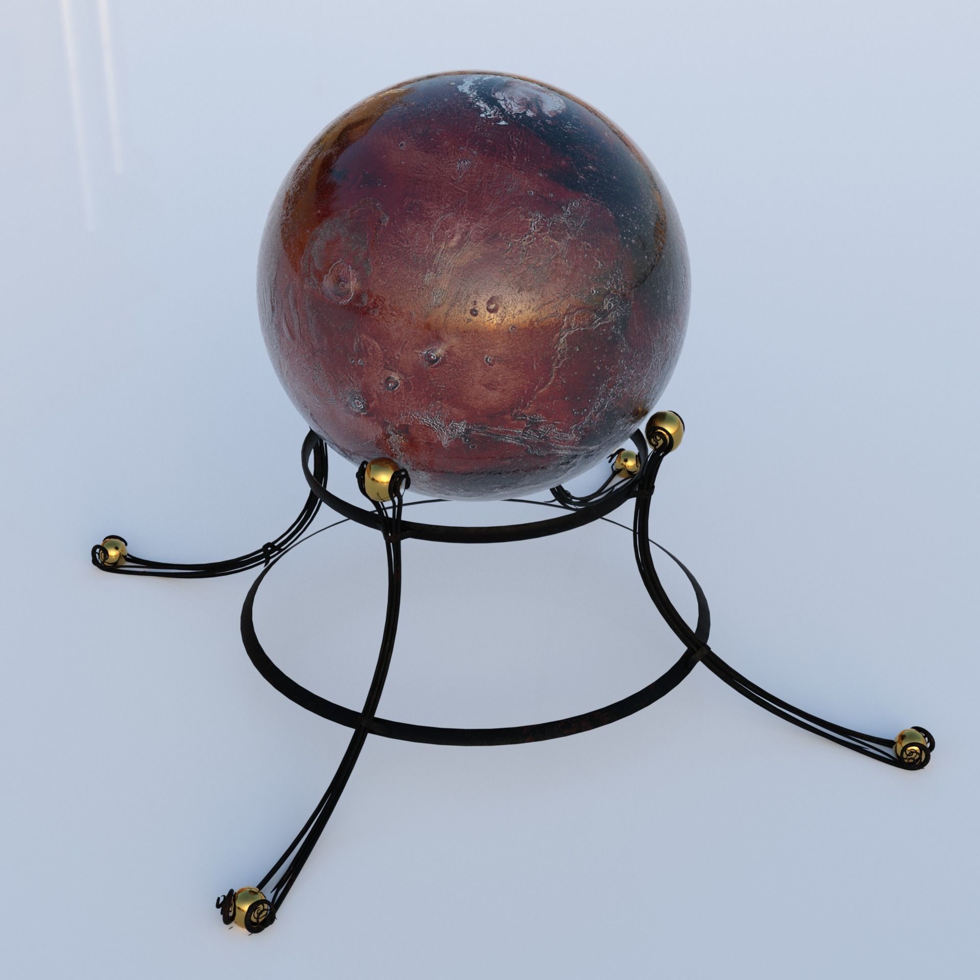 Earth moon and mars globe maps for DazStudio Low-poly 3D model_8