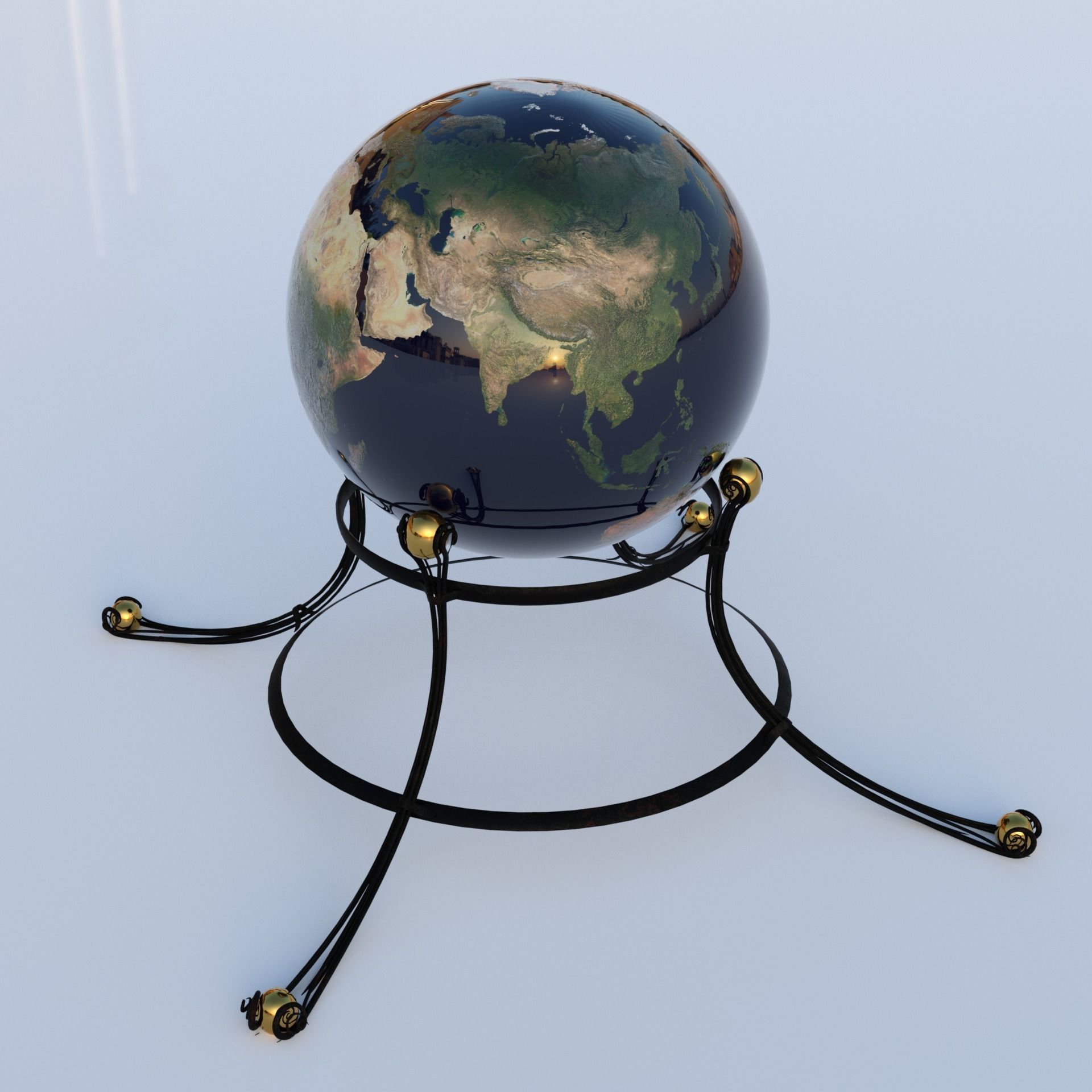 Earth moon and mars globe maps for DazStudio Low-poly 3D model_1