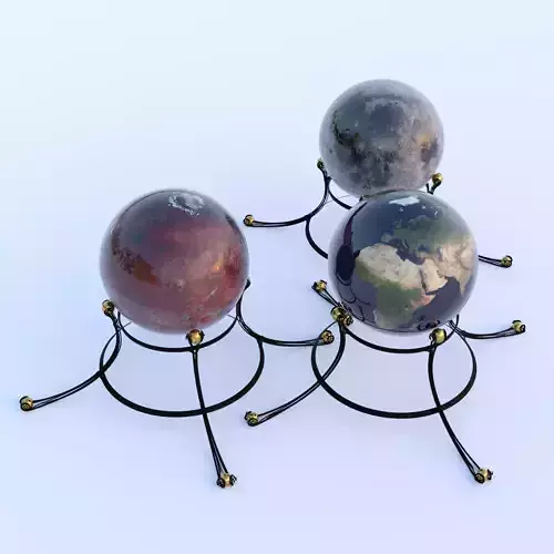 Earth moon and mars globe maps for DazStudio Low-poly 3D model