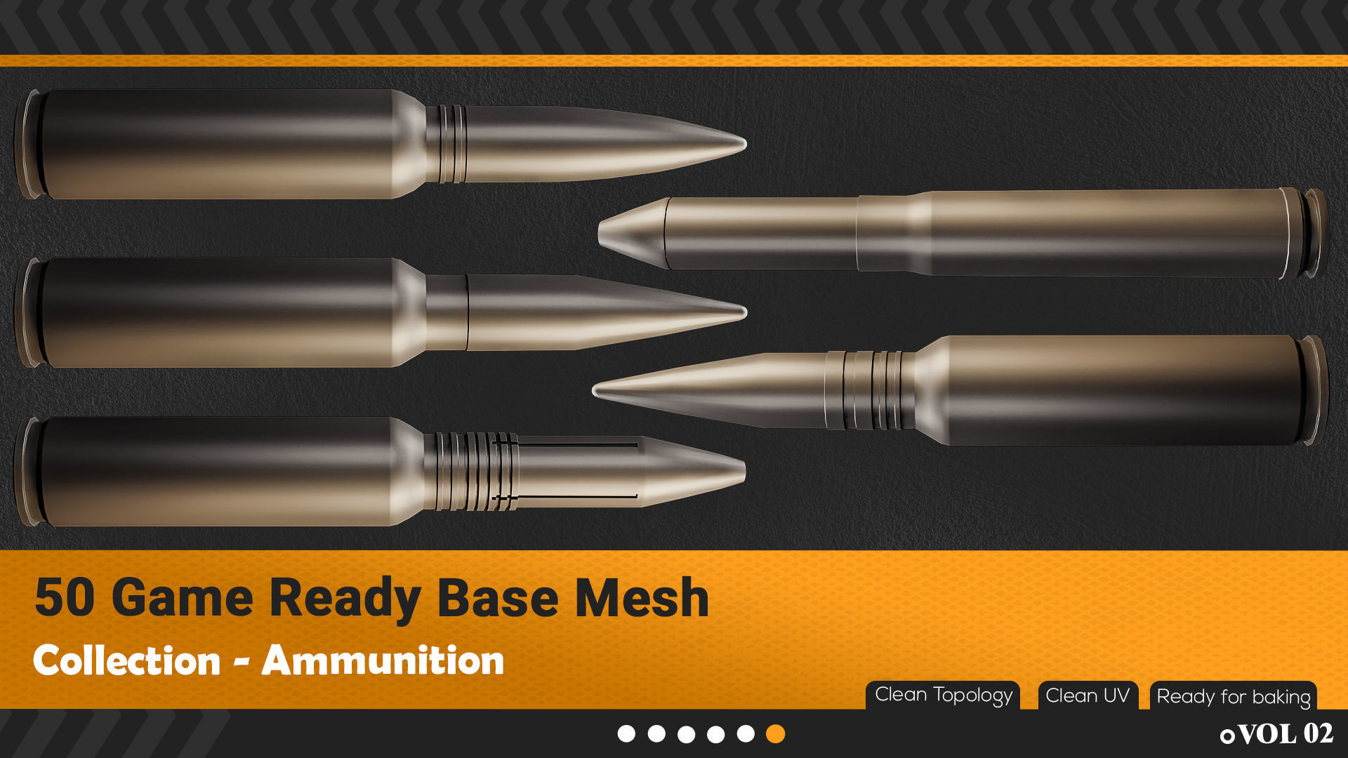 50 Ammunition And Ammo  Base Mesh - VOL 02 Game Ready Low-poly 3D model_5