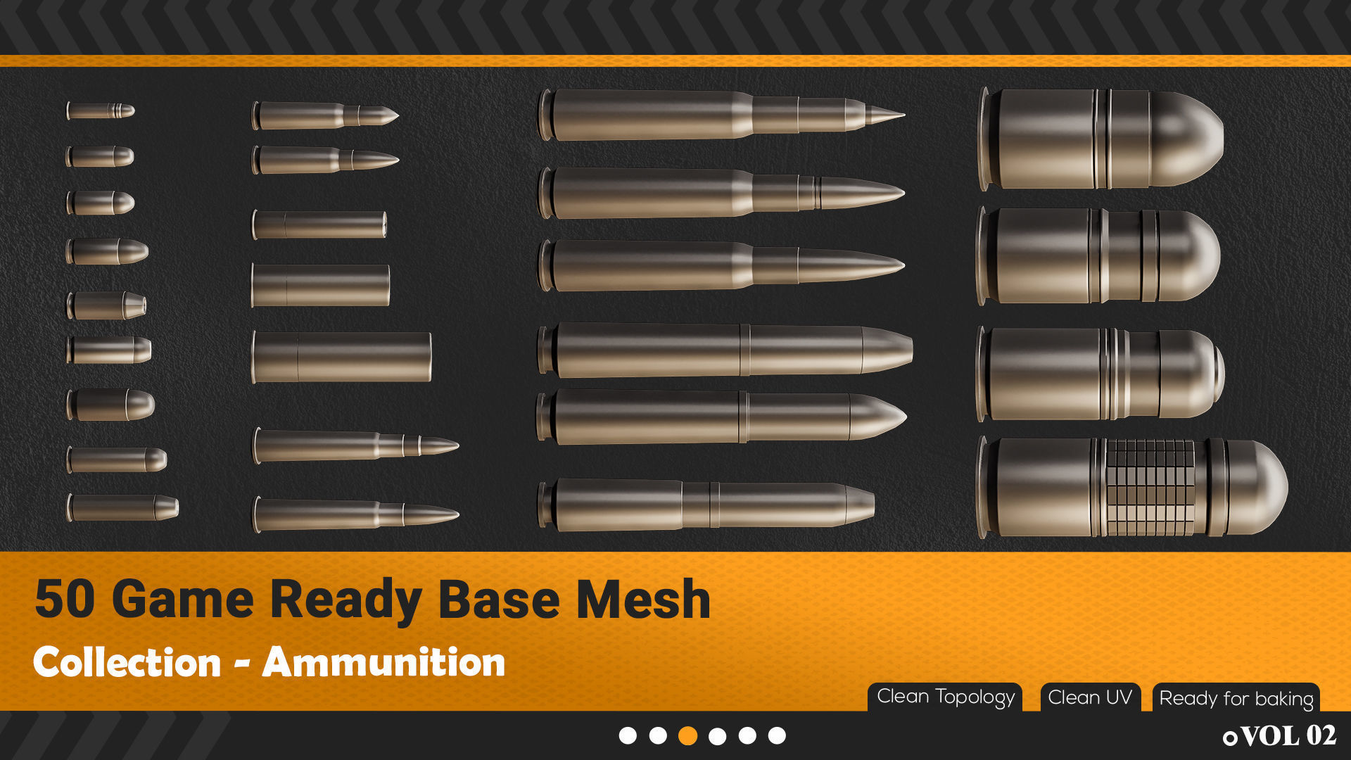 50 Ammunition And Ammo  Base Mesh - VOL 02 Game Ready Low-poly 3D model_2