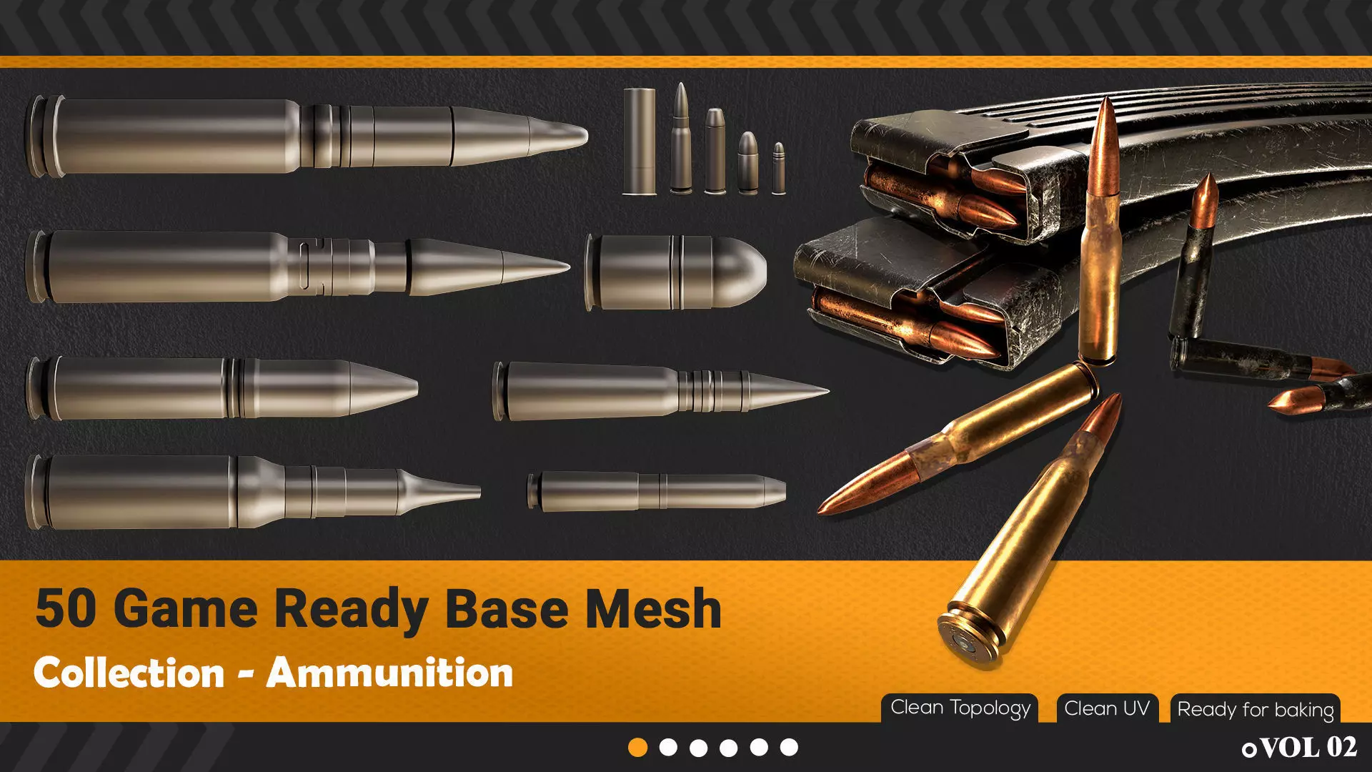 50 Ammunition And Ammo  Base Mesh - VOL 02 Game Ready Low-poly 3D model_0