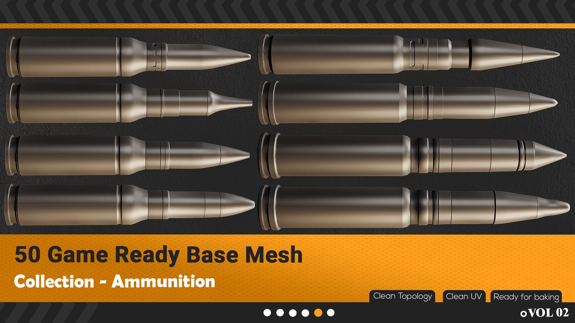 50 Ammunition And Ammo  Base Mesh - VOL 02 Game Ready Low-poly 3D model_4