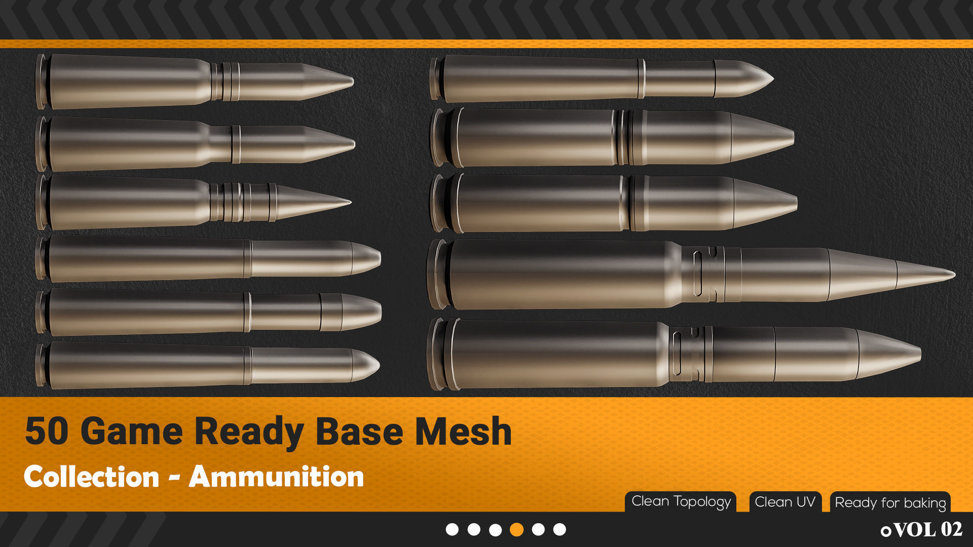 50 Ammunition And Ammo  Base Mesh - VOL 02 Game Ready Low-poly 3D model_3