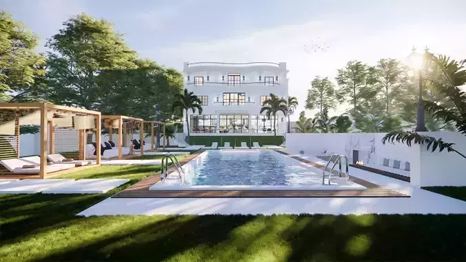 villa house with swimming pool