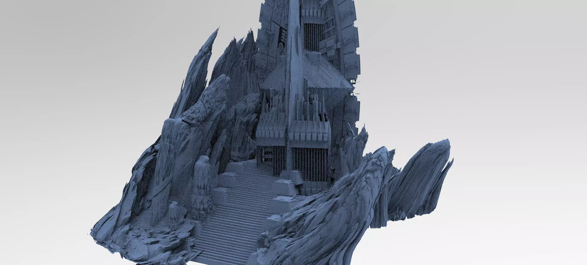 Mountain rocks Mongolia Monolith steps  3D model_0