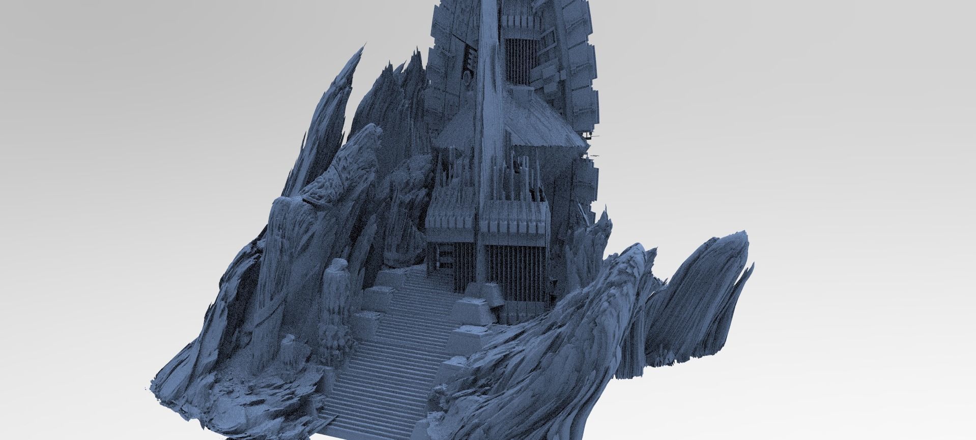 Mountain rocks Mongolia Monolith steps  3D model_1