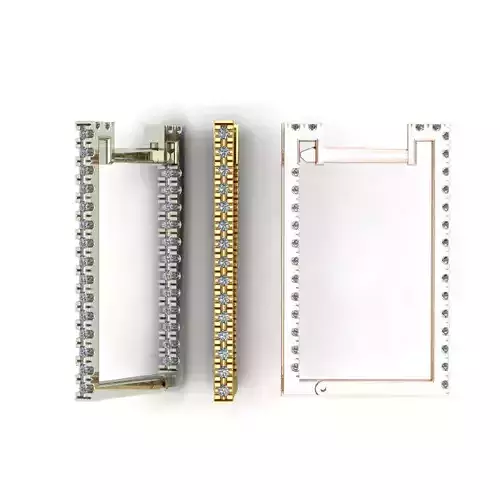 Square Earrings with Gems 20 mm 31 gems 