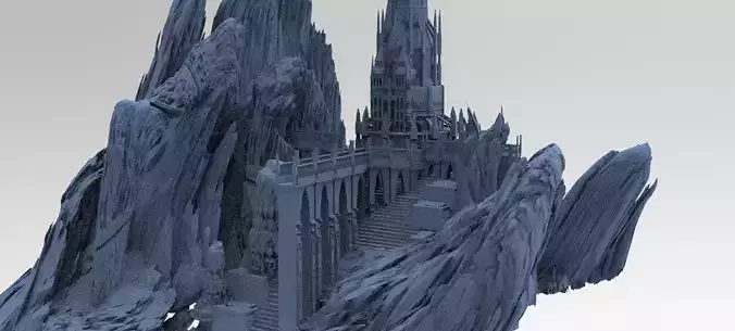High Fantasy Mountain fortress 3D model