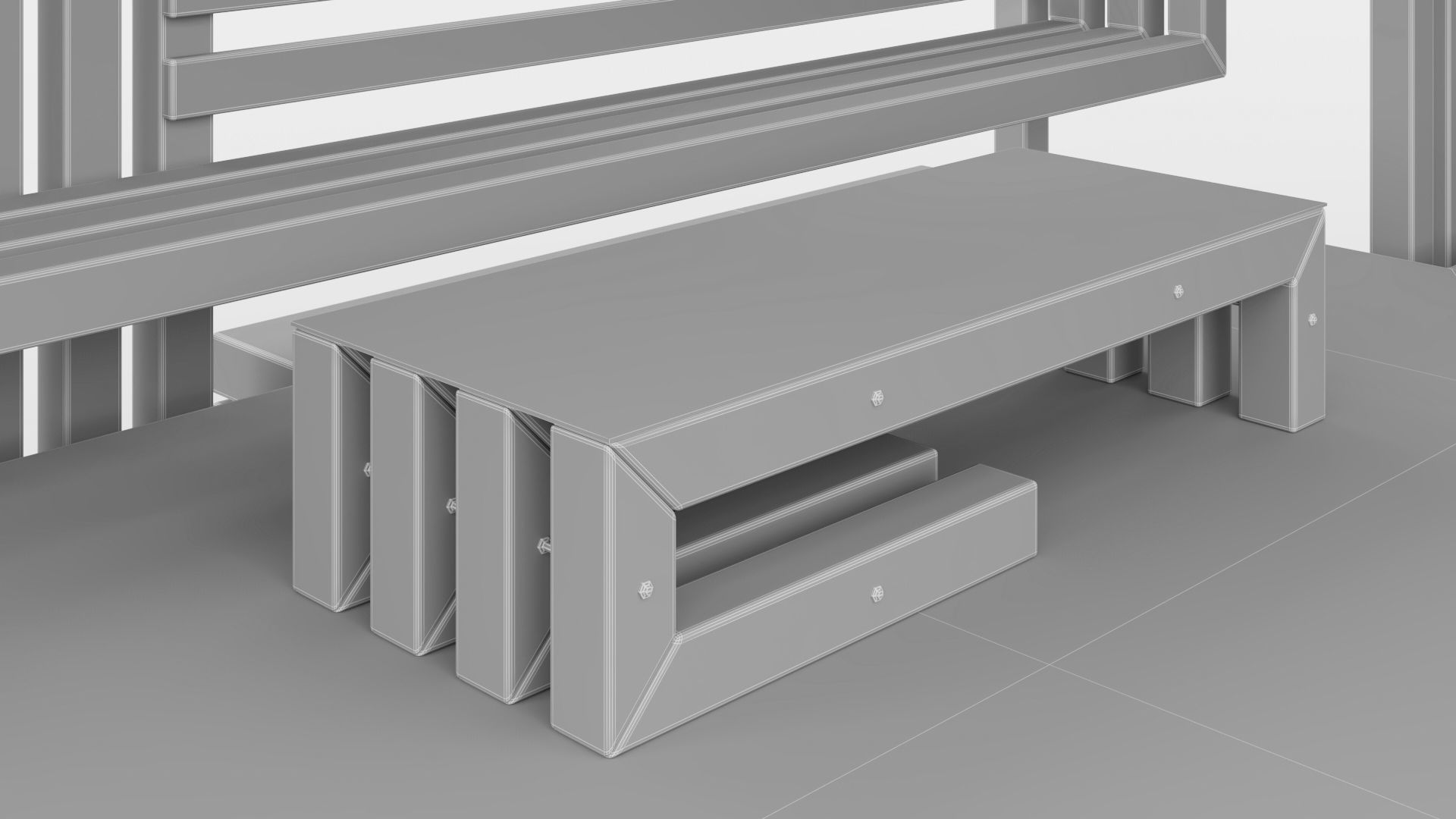 Gazebo with summer kitchen and multi-level roof 3D model_41