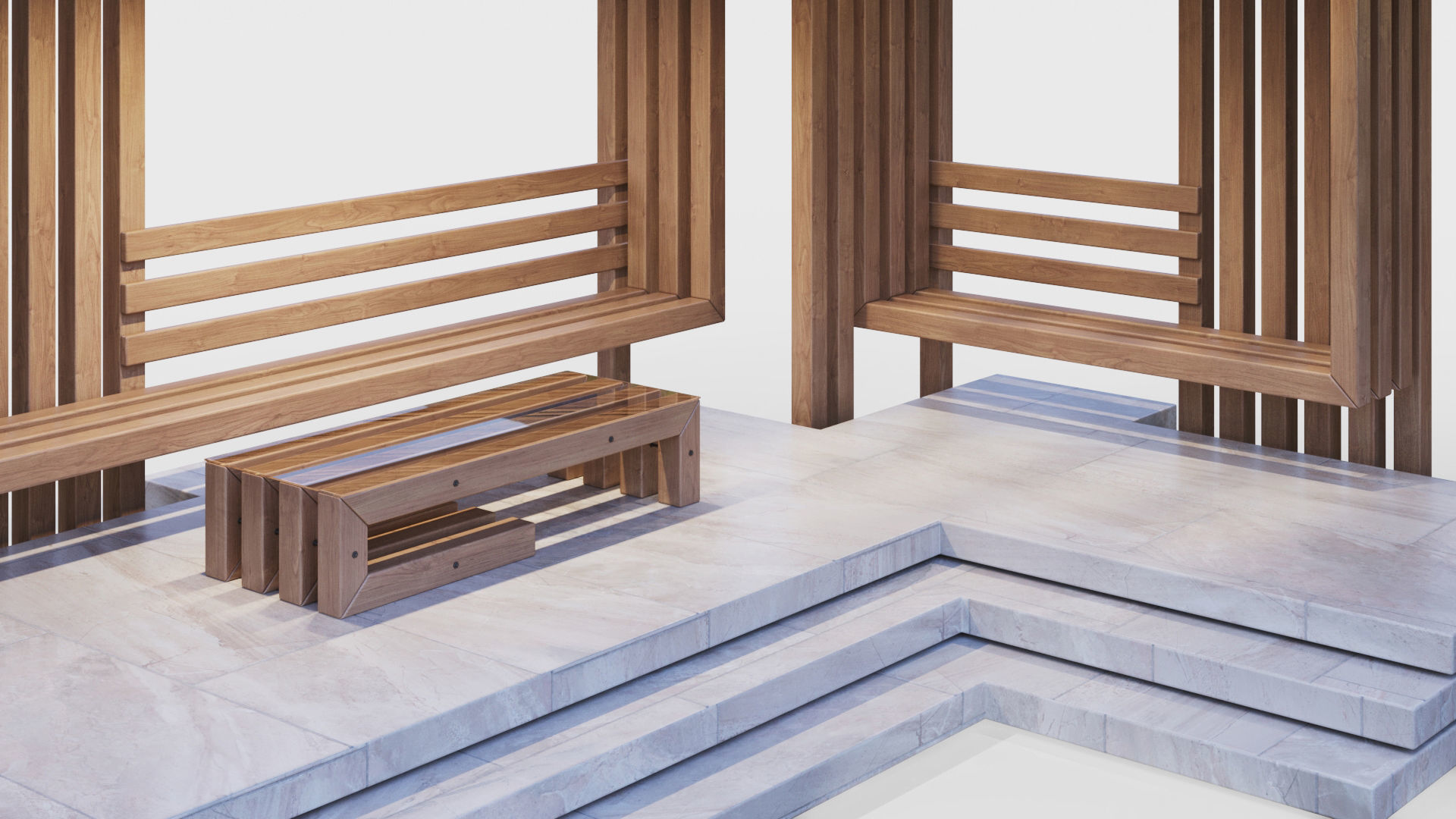 Gazebo with summer kitchen and multi-level roof 3D model_14