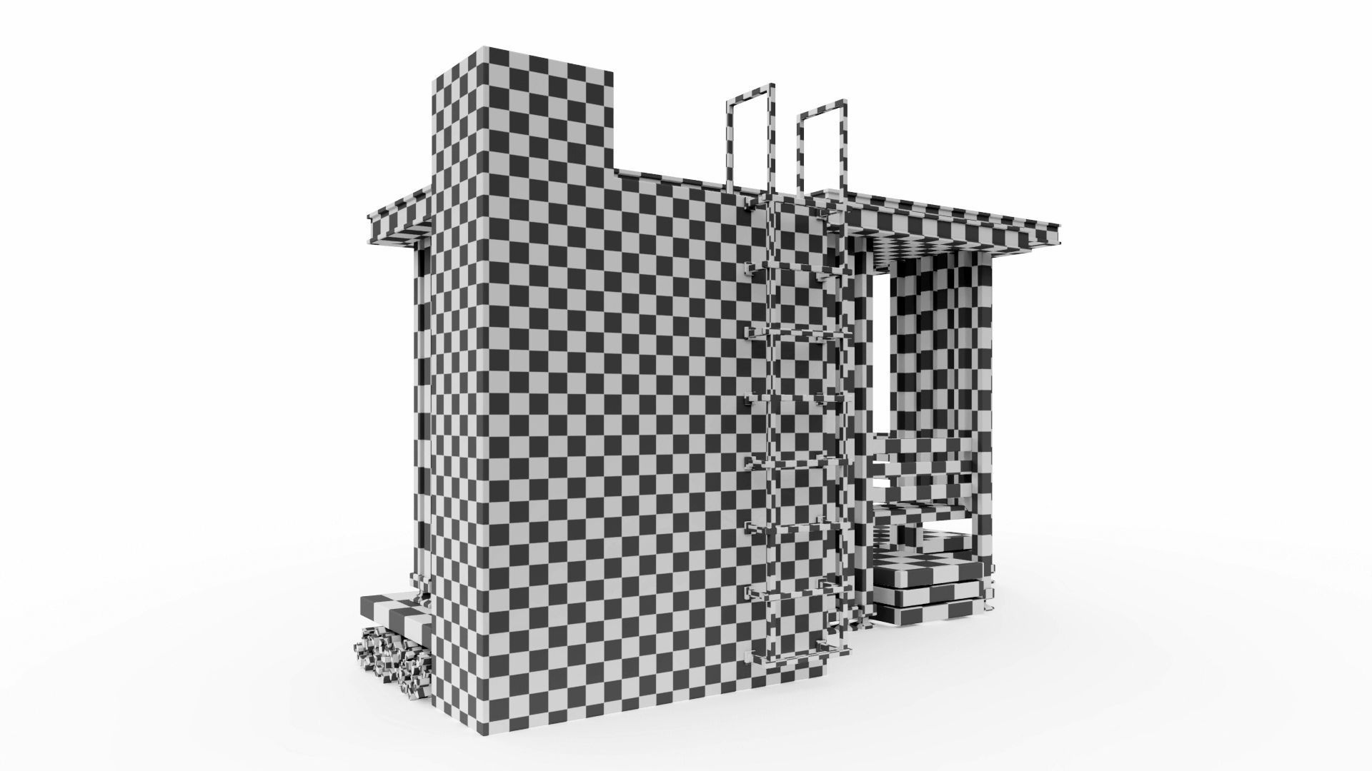 Gazebo with summer kitchen and multi-level roof 3D model_47